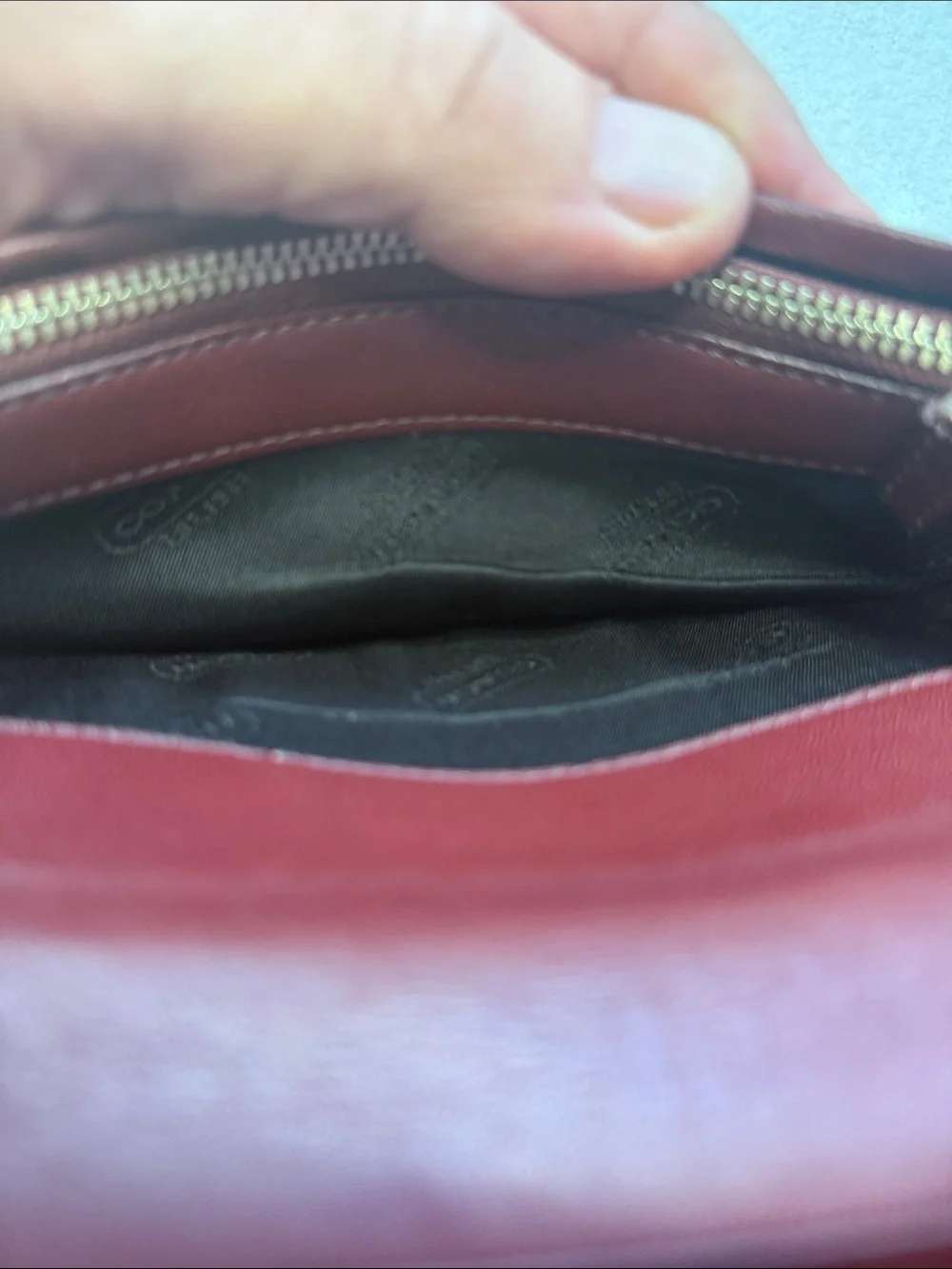 Coach Black Leather Wallet with Contrasting Stripes